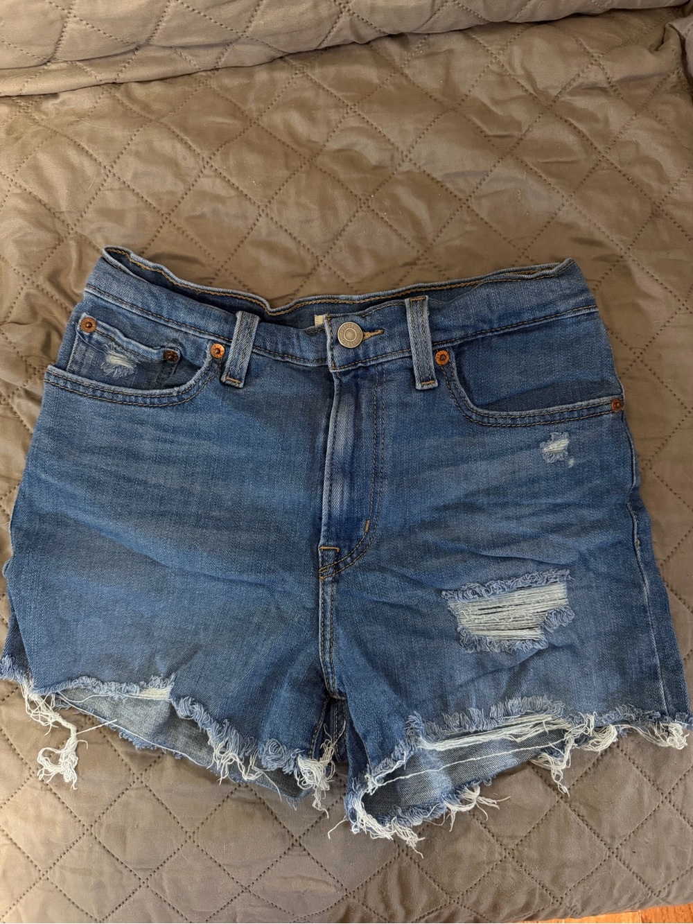 Levi's Blue Distressed Cutoff Denim Shorts
